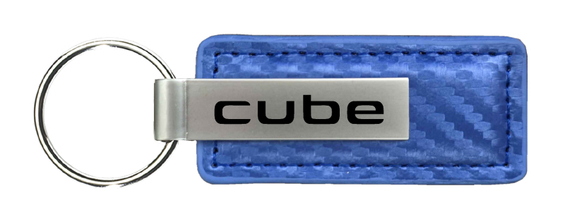 Cube Carbon Fiber Leather Key Fob - Blue