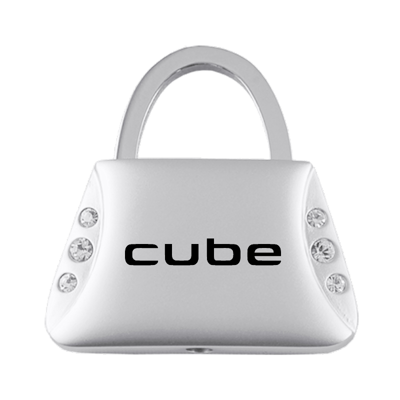 Cube Jeweled Purse Key Fob - Silver