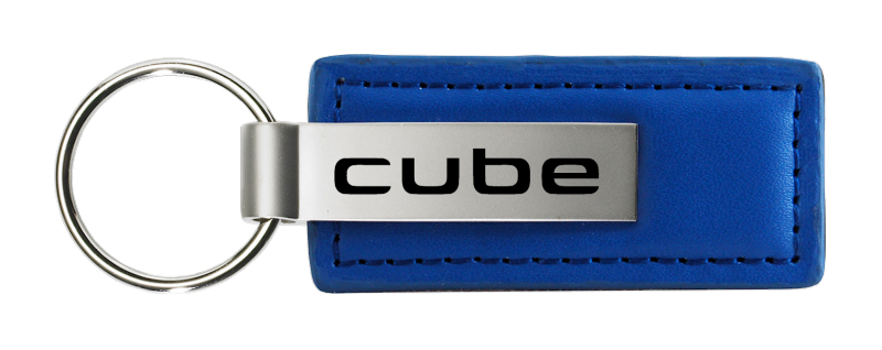 Cube Leather Key Fob - Blue