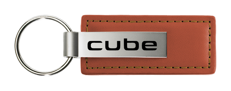 Cube Leather Key Fob - Brown