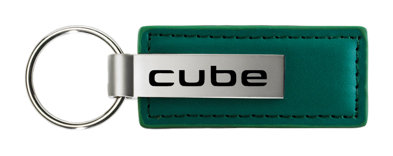Cube Leather Key Fob - Green