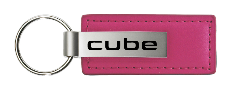 Cube Leather Key Fob - Pink