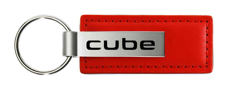 Cube Leather Key Fob - Red