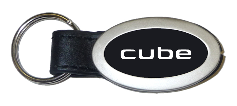 Cube Oval Leather Key Fob - Black