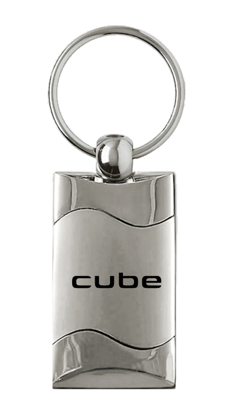 Cube Rectangular Wave Key Fob - Silver