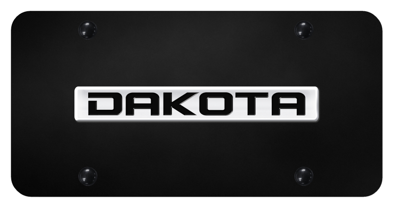 Dakota Name License Plate - Chrome on Black
