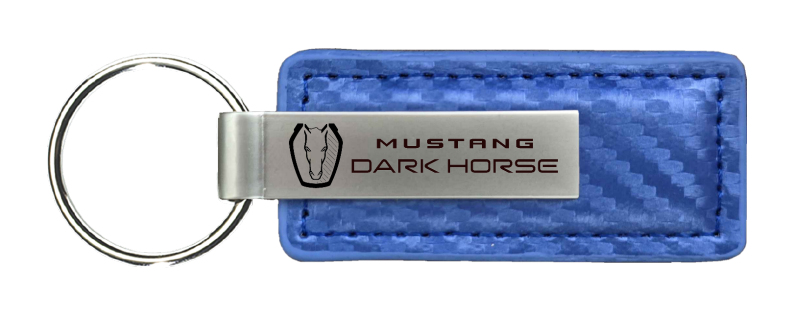 Dark Horse Carbon Fiber Leather Key Fob - Blue