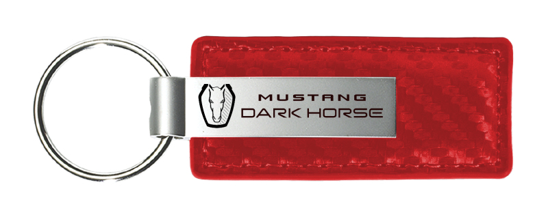 Dark Horse Carbon Fiber Leather Key Fob - Red