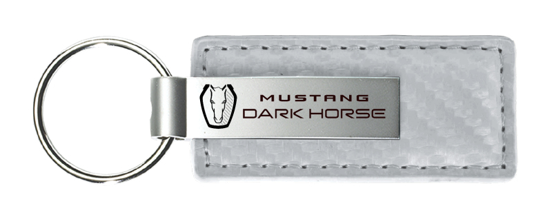 Dark Horse Carbon Fiber Leather Key Fob - White