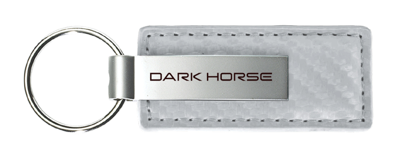 Dark Horse Carbon Fiber Leather Key Fob - White