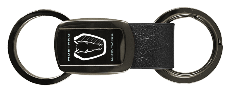 Dark Horse Leather Tri-Ring Key Fob - Gun Metal