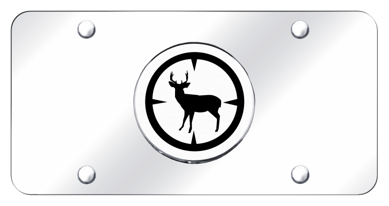 Deer Hunter License Plate - Chrome on Mirrored