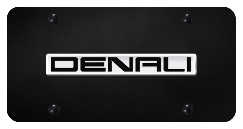 Denali Name License Plate - Chrome on Black