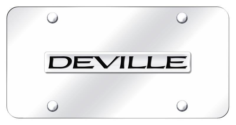 Deville Name License Plate - Chrome on Mirrored