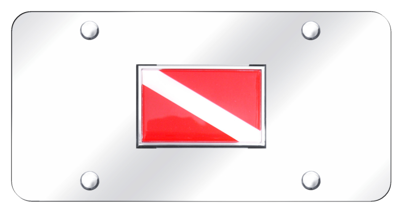 Dive Flag License Plate - Chrome on Mirrored