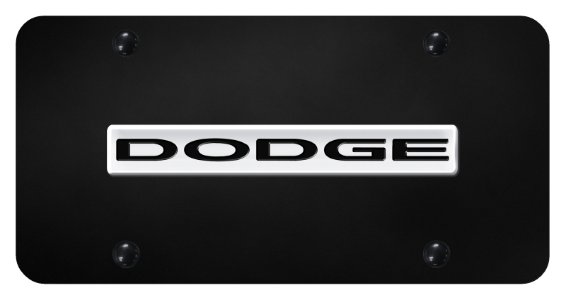 Dodge Name License Plate - Chrome on Black