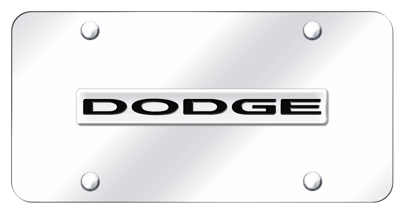 Dodge Name License Plate - Chrome on Mirrored