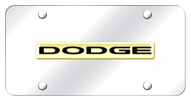Dodge Name License Plate - Gold on Mirrored