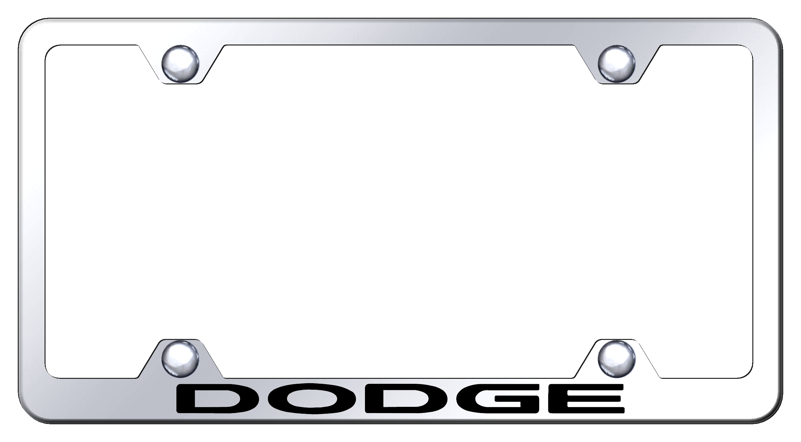 Dodge Logo Laser Etched Stainless Steel Wide License Plate Frame - Finish:Mirror