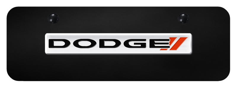 Dodge Stripe Name Mini Plate - Chrome on Black