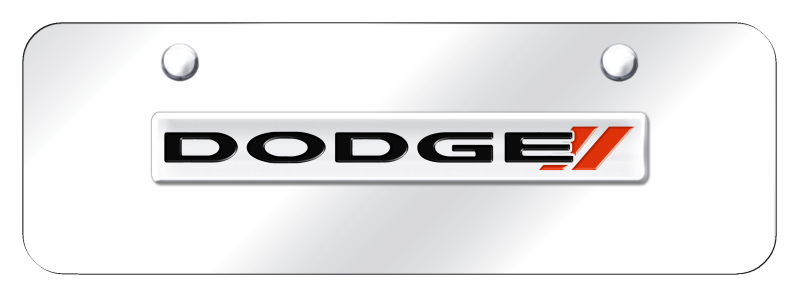 Dodge Stripe Name Mini Plate - Chrome on Mirrored