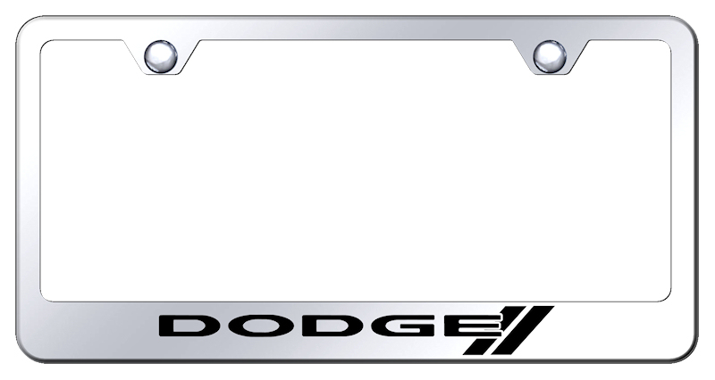 Dodge Stripes Logo Laser Etched Stainless Steel License Plate Frame - Finish:Mirror
