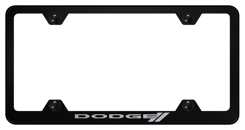 Dodge Stripe Steel Wide Body Frame - Laser Etched Black
