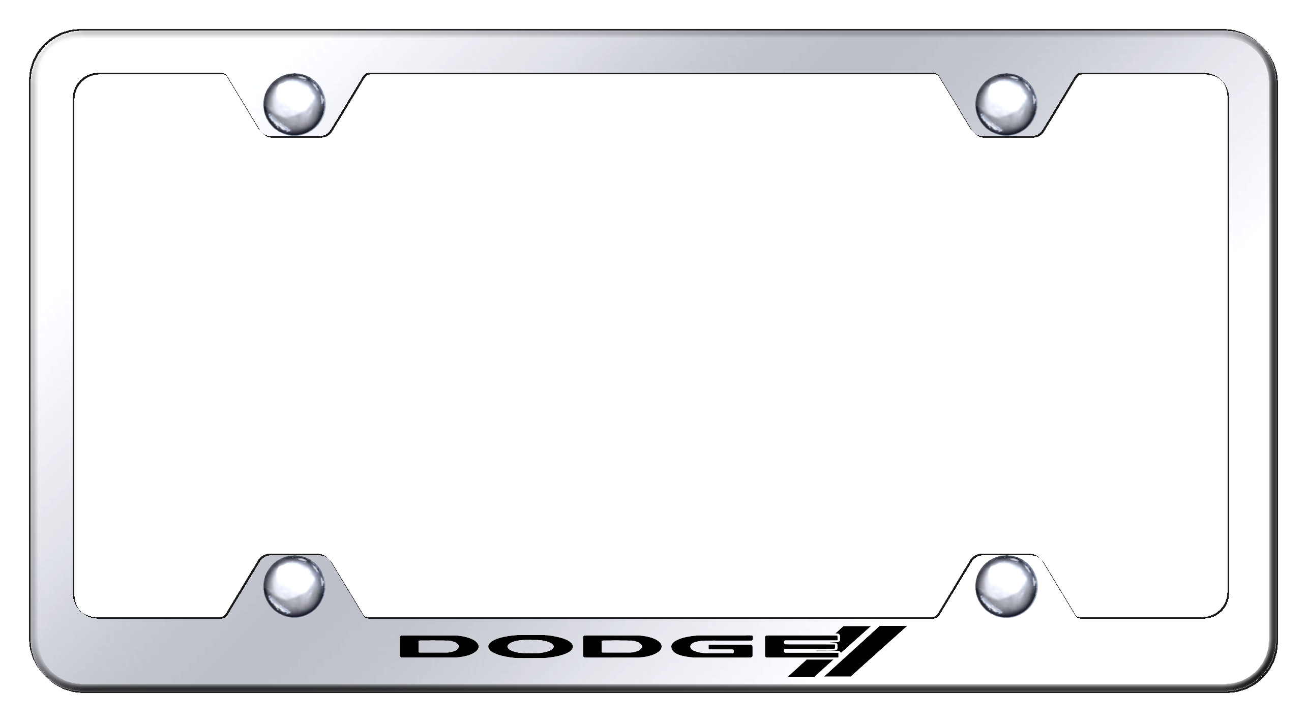 Dodge Laser Etched Stainless Steel Wide License Plate Frame - Finish:Mirror