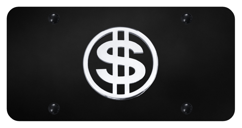 Dollar License Plate - Chrome on Black