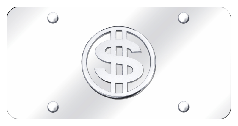 Dollar License Plate - Chrome on Mirrored