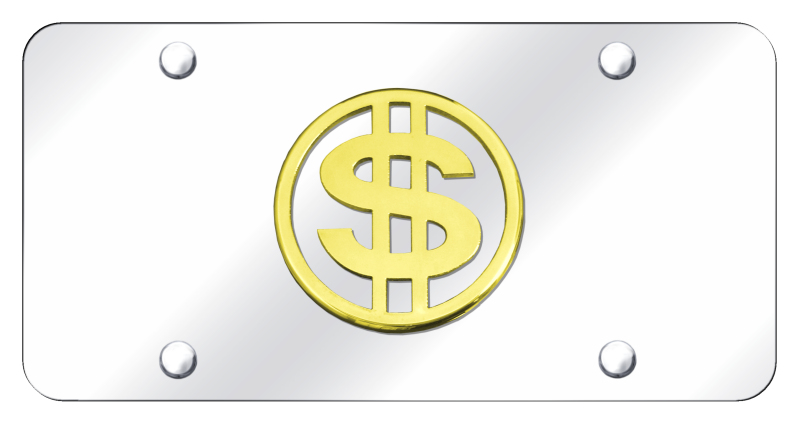 Dollar License Plate - Gold on Mirrored