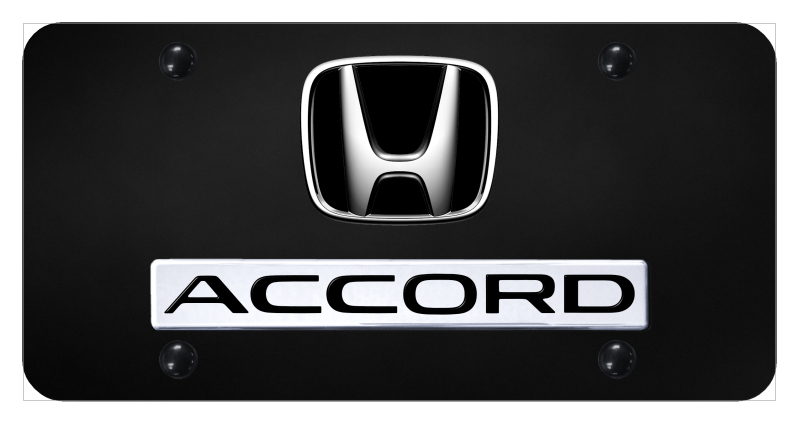 Dual Accord License Plate - Chrome on Black