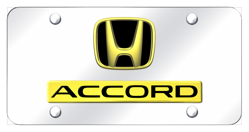 Dual Accord License Plate - Gold on Mirrored