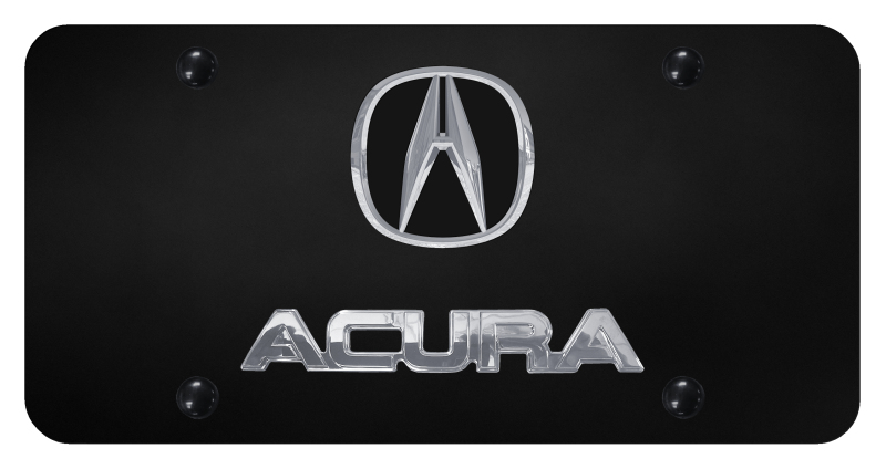 Dual Acura License Plate - Chrome on Black