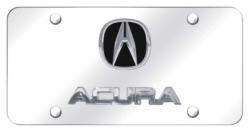 Dual Acura License Plate - Chrome on Mirrored