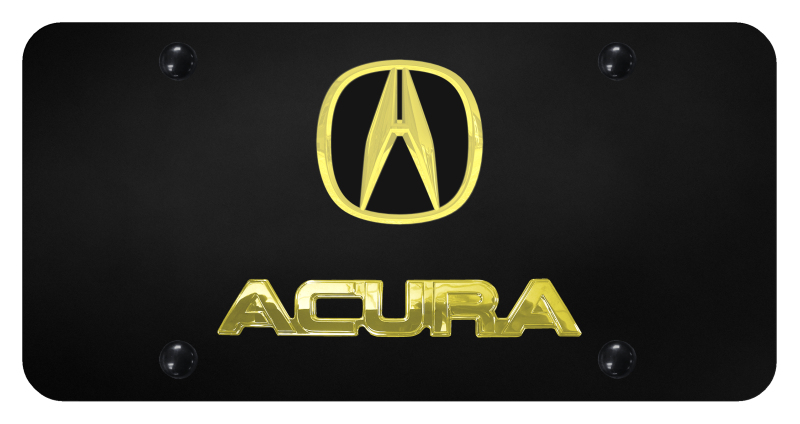 Dual Acura License Plate - Gold on Black