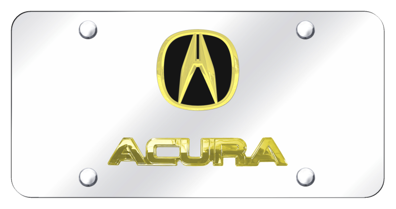 Dual Acura License Plate - Gold on Mirrored