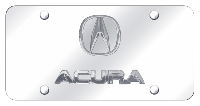Dual Acura (No Fill) License Plate - Chrome on Mirrored