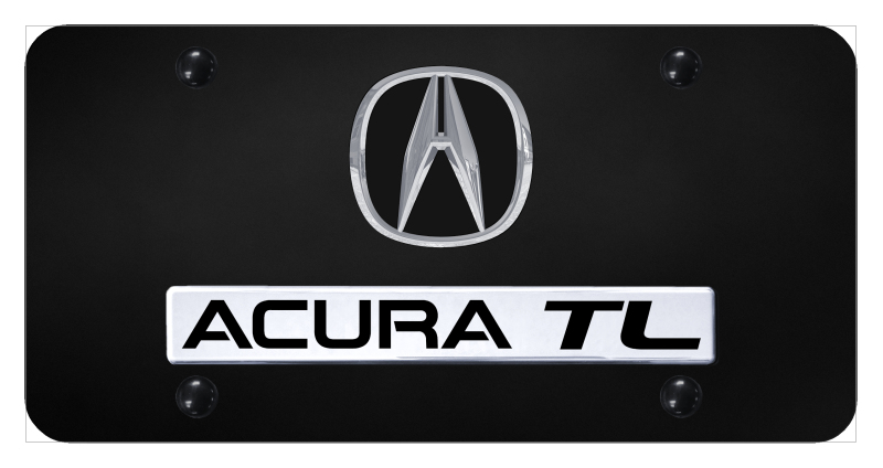 Dual Acura TL License Plate - Chrome on Black