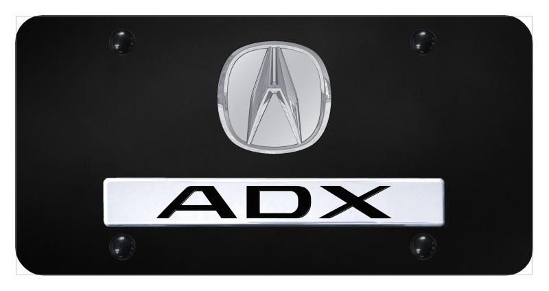 Dual ADX (No Fill) License Plate - Chrome on Black