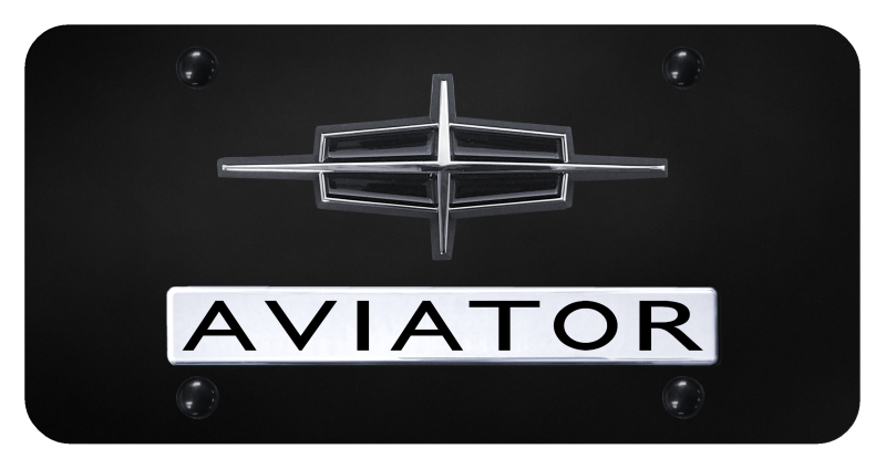 Dual Aviator License Plate - Chrome on Black