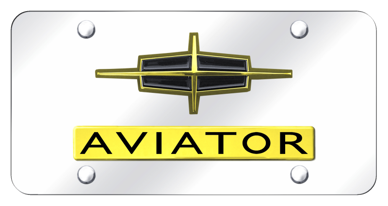 Dual Aviator License Plate - Gold on Mirrored