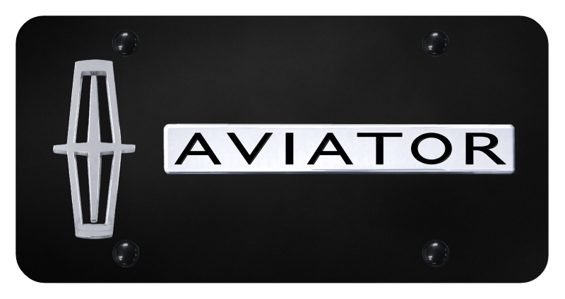 Dual Aviator Vertical (Black Fill) Plate - Chrome on Black
