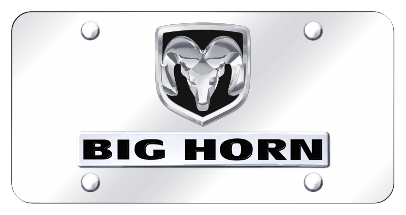 Dual Big Horn License Plate - Chrome on Mirrored
