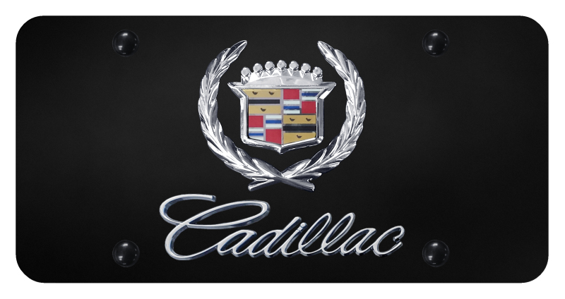 Dual Cadillac License Plate - Chrome on Black