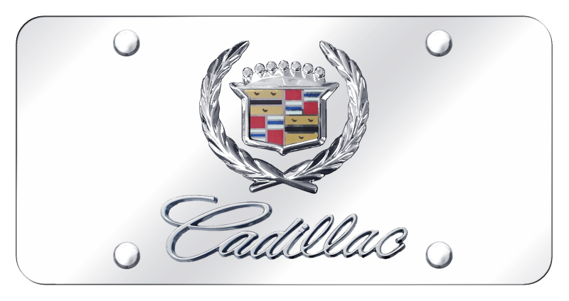Dual Cadillac License Plate - Chrome on Mirrored
