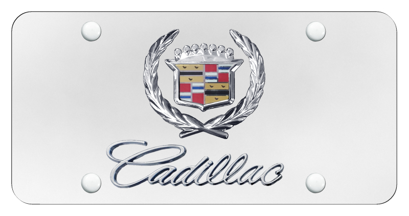 Dual Cadillac License Plate - Chrome on White