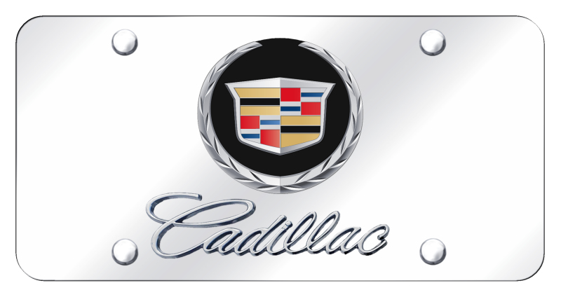 Dual Cadillac (New/Black Backing) Plate - Chrome on Mirrored