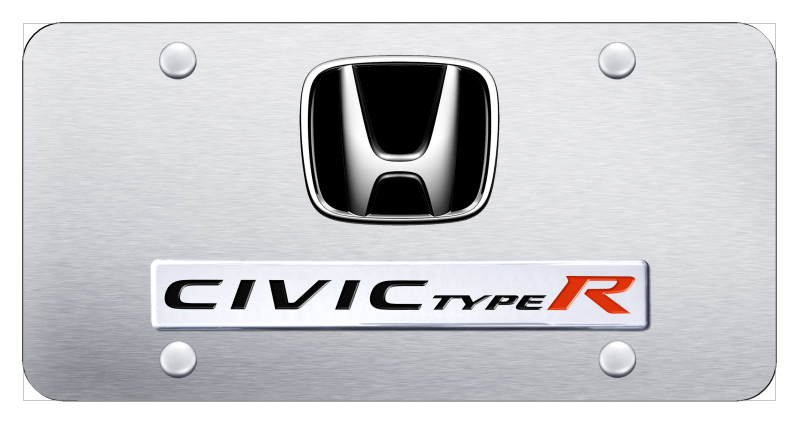 Dual Civic Type R License Plate - Chrome on Brushed