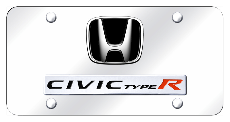 Dual Civic Type R License Plate - Chrome on Mirrored
